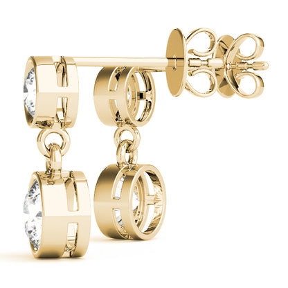 Bezel Set Diamond Drop Earrings