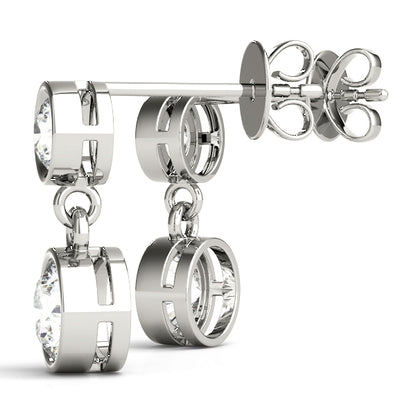 Bezel Set Diamond Drop Earrings