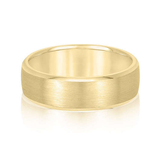 6MM 18K YG Mens' Wedding Band - Brushed with Beveled Edge - Size 13 (Deposit)